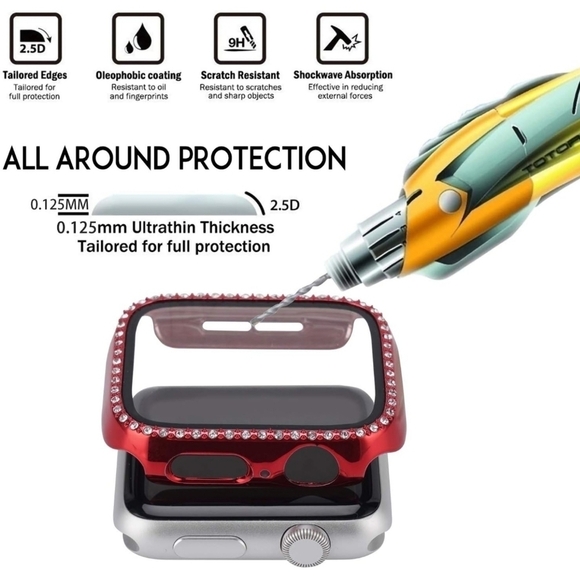 Apple Watch Bling Cases with Built-in Tempered Glass Screen Protectors 44mm - Picture 2 of 13